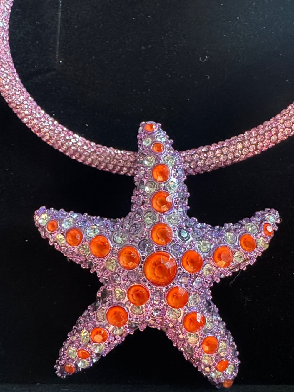 Betsey Johnson Pink and Orange Starfish Pendant Necklace - Picture 2 of 5